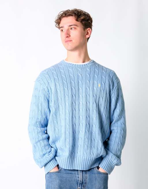 Vintage Polo Ralph Lauren XL Knit Sweatshirt Light Blue