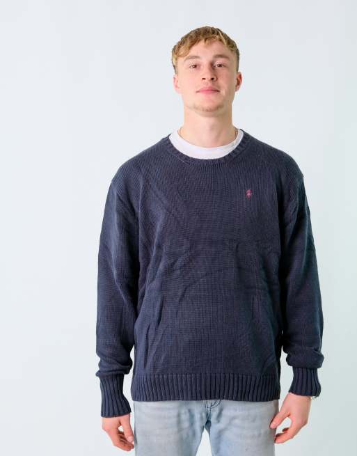 Vintage Polo Ralph Lauren XL Knit Sweatshirt Navy Blue
