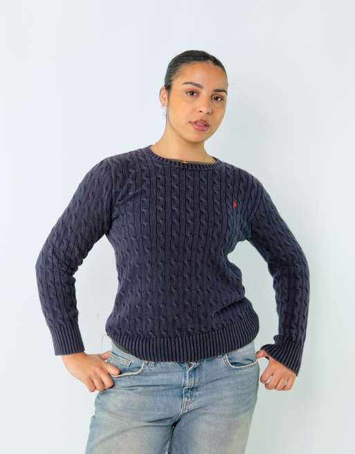 Vintage Polo Ralph Lauren XL Knit Sweatshirt Navy Blue