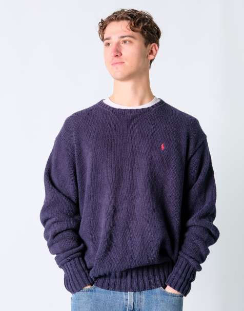 Vintage Polo Ralph Lauren XL Knit Sweatshirt Navy Blue - view 1