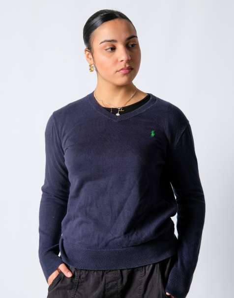 Vintage Polo Ralph Lauren XL Knit Sweatshirt Navy Blue - view 1