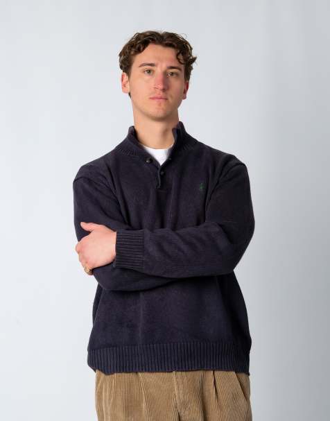 Vintage Polo Ralph Lauren XL Knit Sweatshirt Navy Blue - view 1