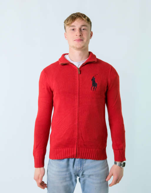 Vintage Polo Ralph Lauren XL Knit Sweatshirt Red Zip