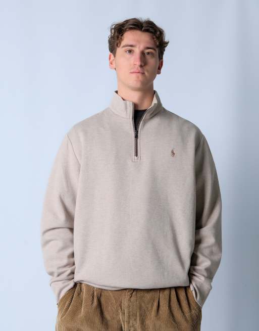 Vintage Polo Ralph Lauren XL Sweatshirt Beige Quarter Zip | ASOS
