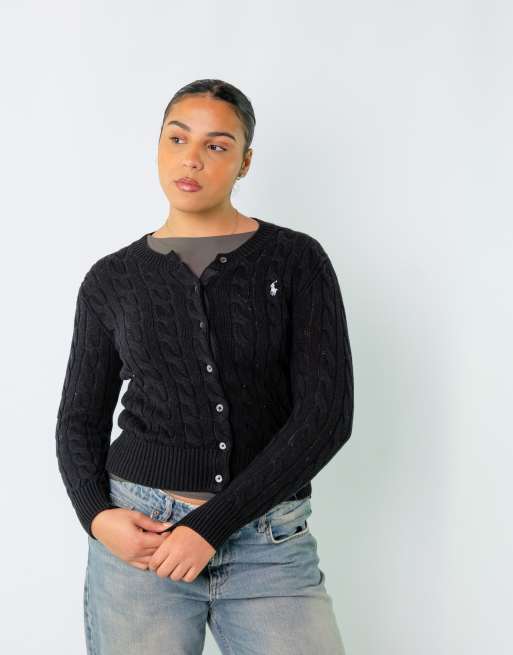 Vintage Polo Ralph Lauren XS Knit Sweatshirt Black Cardigan