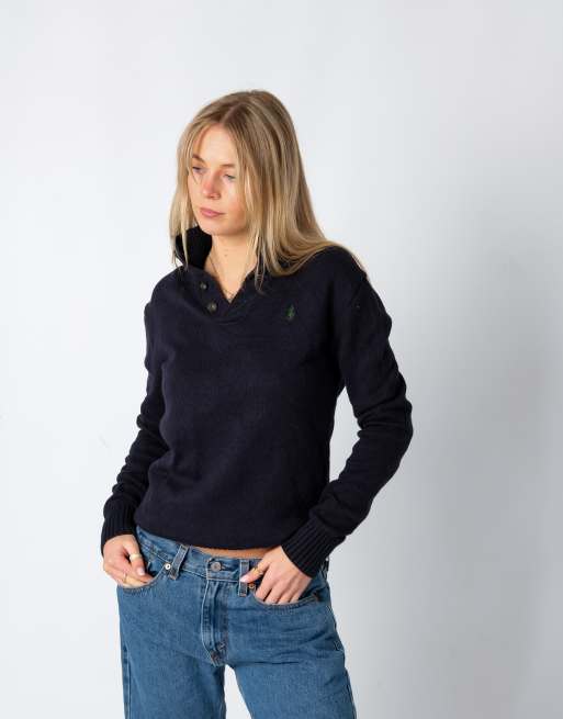 Vintage Polo Ralph Lauren XS Knit Sweatshirt Navy Blue, 2 of 4