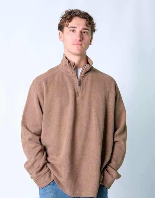 Vintage Polo Ralph Lauren XXL Knit Sweatshirt Beige Quarter Zip