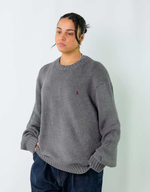 Vintage Polo Ralph Lauren XXL Knit Sweatshirt Charcoal Grey