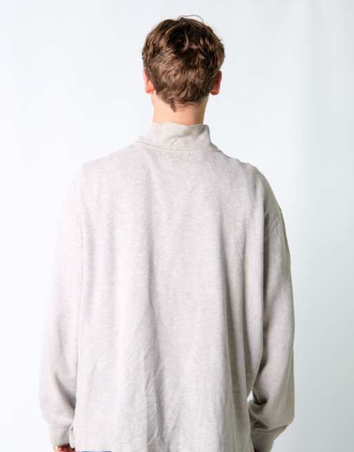 Vintage Polo Ralph Lauren XXL Knit Sweatshirt Light Grey Quarter