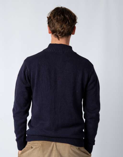 Vintage Polo Ralph Lauren XXL Knit Sweatshirt Navy Blue Quarter