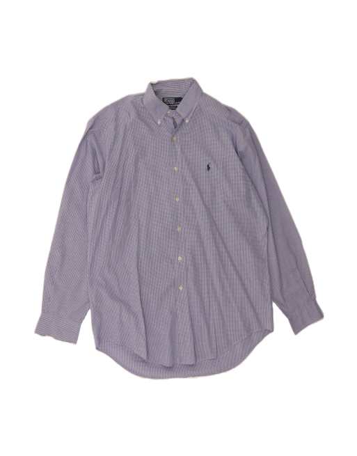 Vintage Polo Ralph Lauren Yarmouth Relaxed Fit Shirt Size 16 Large In Blue Check