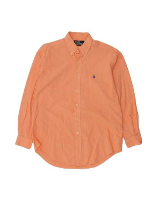 Vintage Polo Ralph Lauren Yarmouth Shirt Size 15 1/2 Medium In Orange Check