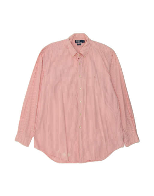 Vintage Polo Ralph Lauren Yarmouth Shirt Size 17 XL In Pink Pinstripe