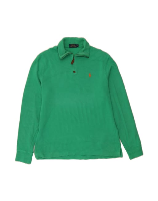 Vintage Polo Ralph Lauren Zip Neck Jumper Sweater Small In Green