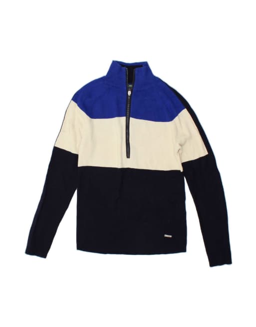 Vintage Polo Ralph Lauren Zip Neck Jumper Sweater Uk 12 Medium In Blue