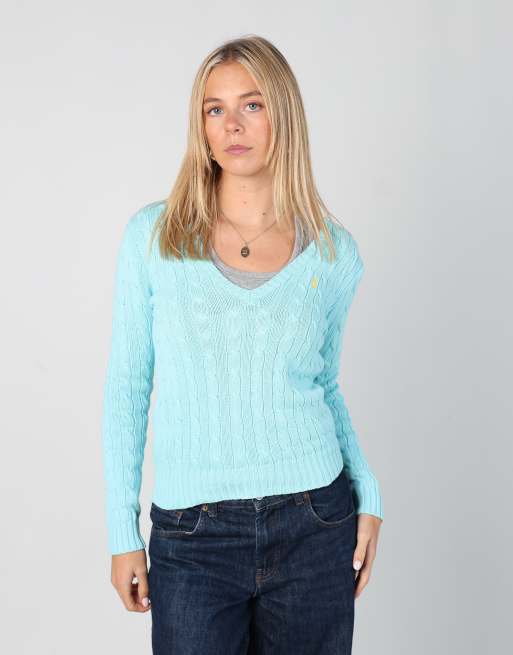 Vintage Polo Sport Ralph Lauren m knit sweatshirt in turquoise