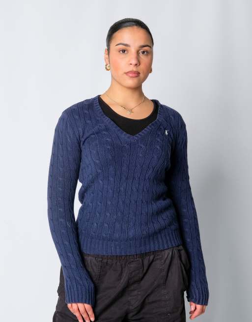 Vintage Polo Sport Ralph Lauren M Knit Sweatshirt Navy Blue