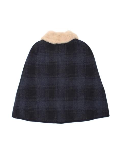 Vintage Poncho Coat One Size In Blue Check - view 2