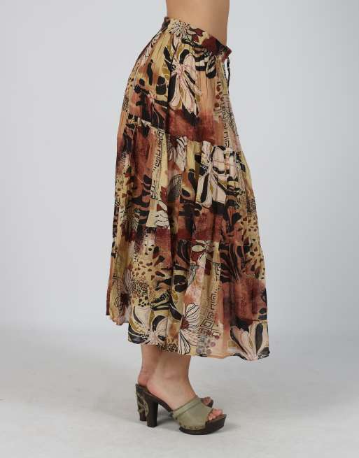 Vintage Positano M woven maxi skirt in brown, 2 of 4