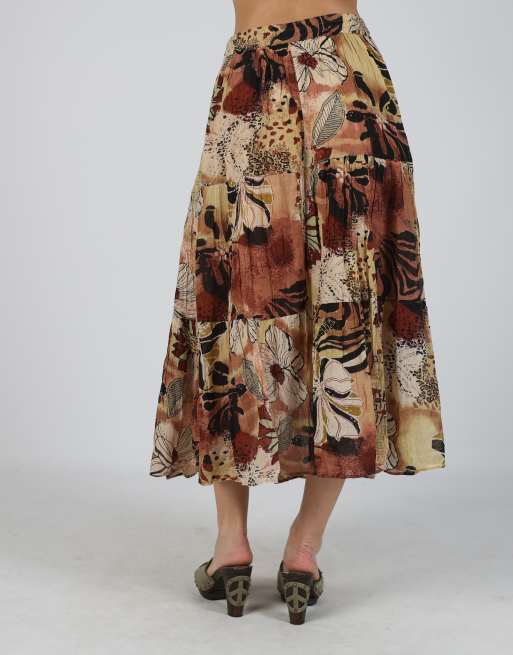 Vintage Positano M woven maxi skirt in brown, 4 of 4