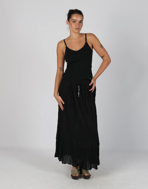 Vintage Positano M woven midi skirt in black