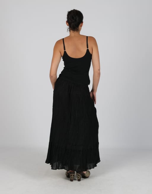 Vintage Positano M woven midi skirt in black, 3 of 4