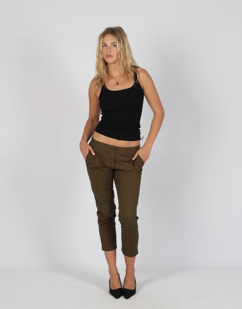 Vintage Prada S capri trouser in dark green - view 1