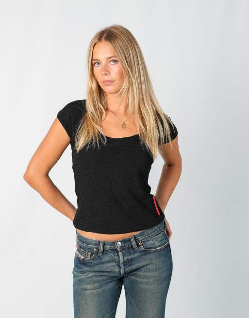 Vintage Prada S woven top in black