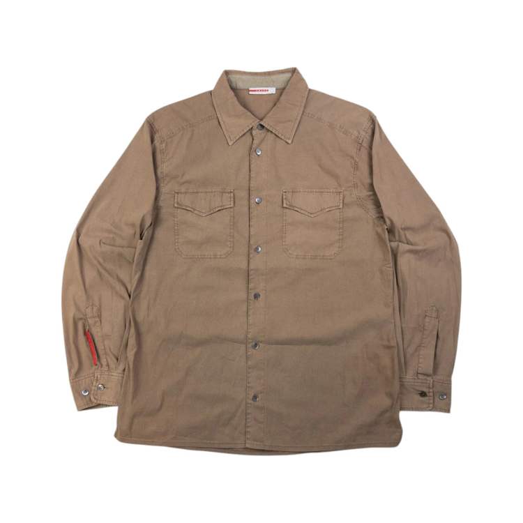Vintage Prada Sport long sleeve button up shirt size m in brown | ASOS