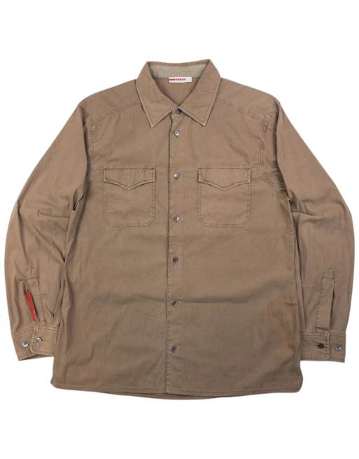 Vintage Prada Sport long sleeve button up shirt size m in brown
