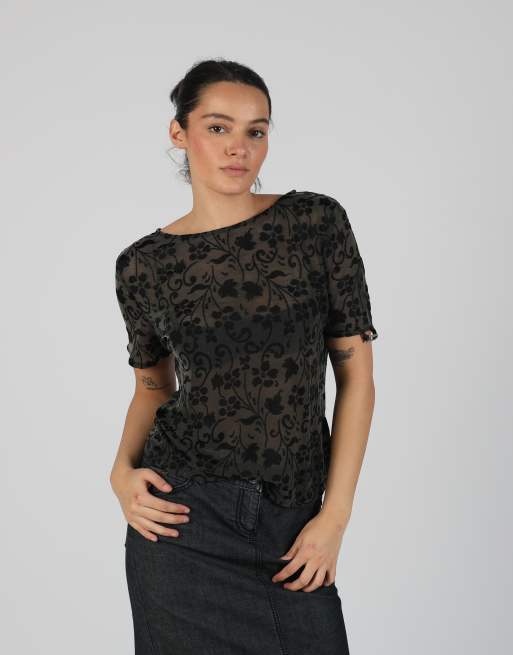Vintage Preca M mesh top in black
