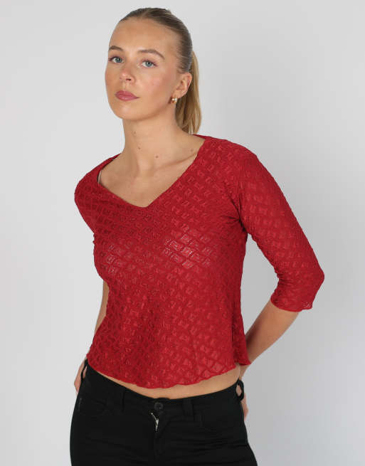 Vintage Prisco S woven top in red