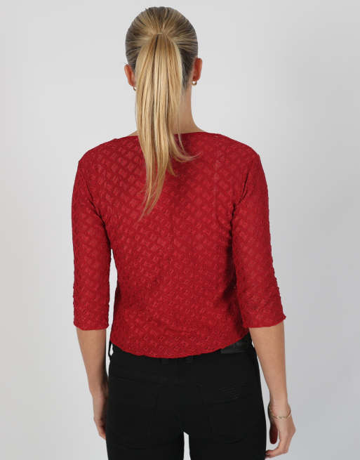 Vintage Prisco S woven top in red, 2 of 4