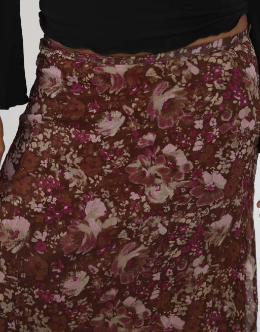 Vintage project classico S woven midi skirt in brown, 4 of 4