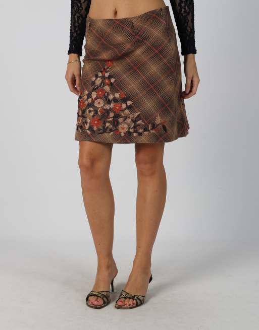 Vintage Project S woven midi skirt in brown, 2 of 4