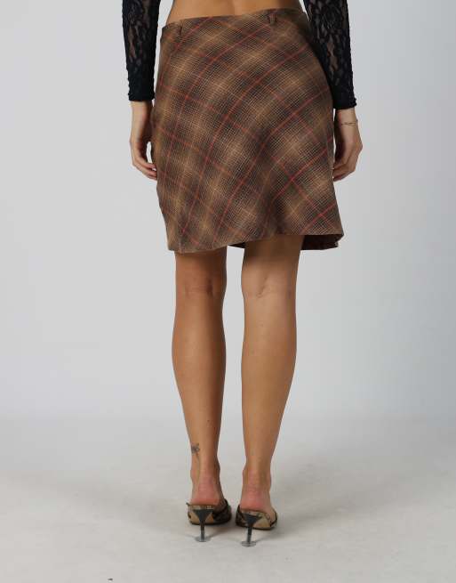 Vintage Project S woven midi skirt in brown, 4 of 4