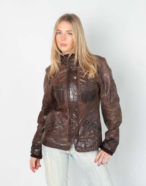 Vintage Promod M leather jacket in brown