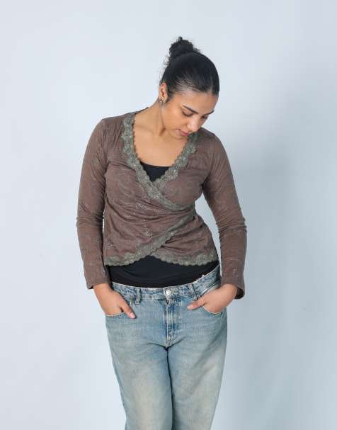 Vintage Promod M long sleeve top in brown - view 1