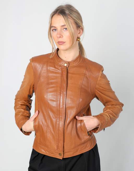 Vintage Promod S leather jacket in brown