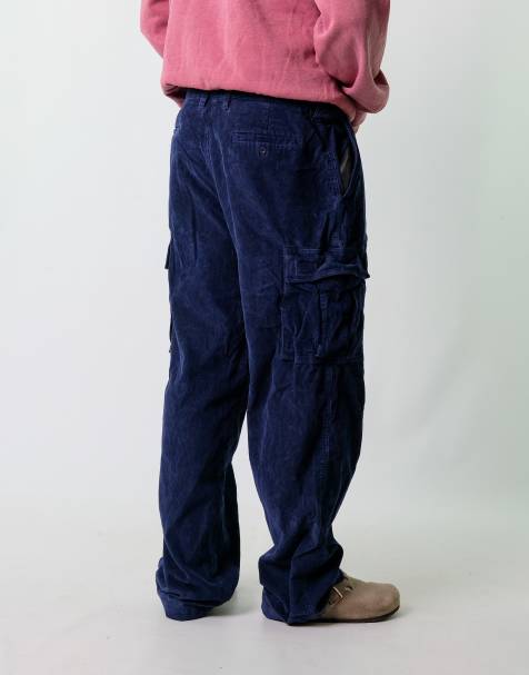 Vintage Protest Jeanswear 36x32 Corduroy Baggy Pants Navy Blue - view 1