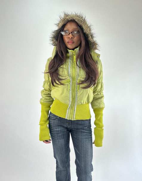Vintage puffer jacket in green - view 1