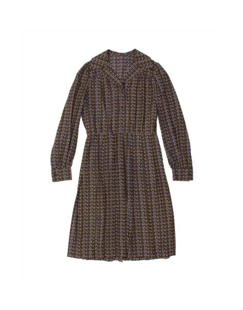Vintage Pullover Shirt Dress UK 16 Large In Blue Geometric - view 1