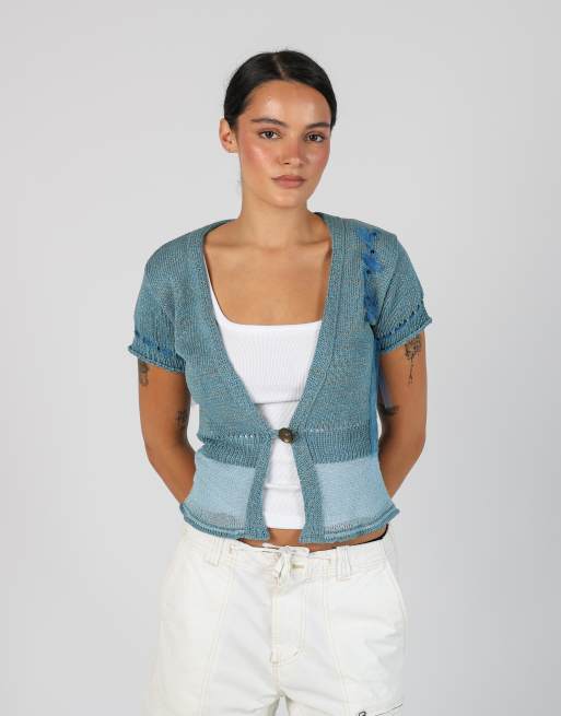 Vintage Pulp M cardigan in light blue, 3 of 4