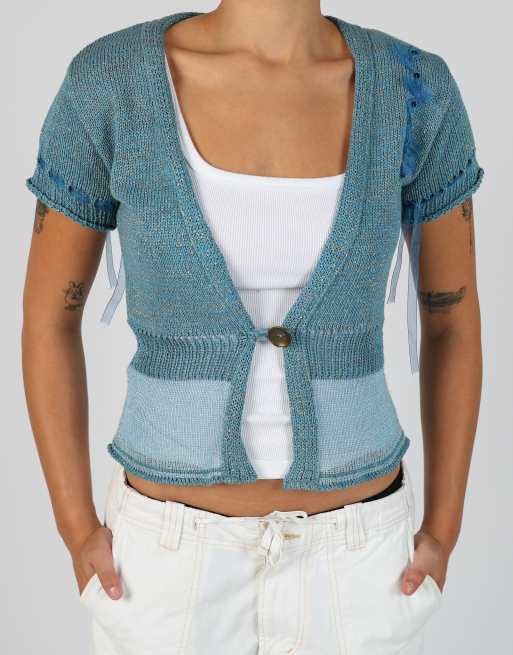 Vintage Pulp M cardigan in light blue, 4 of 4