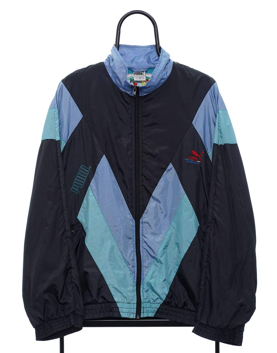Vintage Puma International 90s Size L Windbreaker Jacket In Black