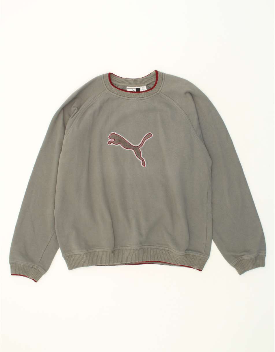 Vintage Puma Size M Graphic Sweatshirt Jumper in Grey