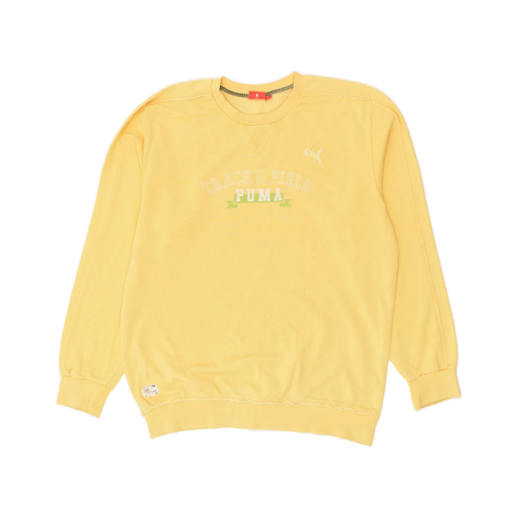 Vintage Puma Size XL Graphic Sweatshirt Jumper in Yellow ClassicfuncenterShops PUMA Formstrip og Nitro tekst pa sidesiden