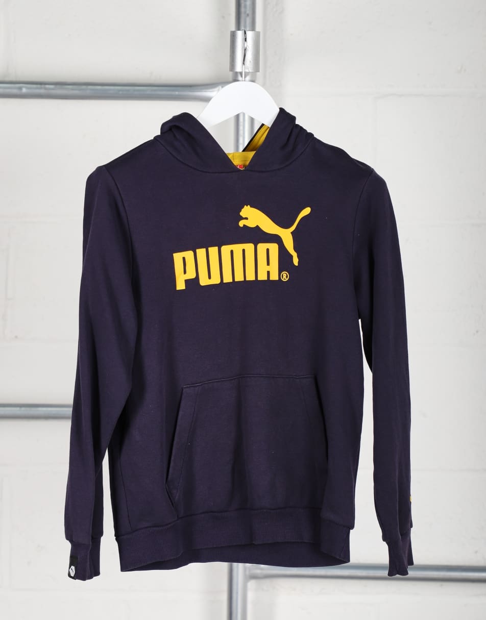 Vintage Puma Size XS pullover spell out hoodie in navy