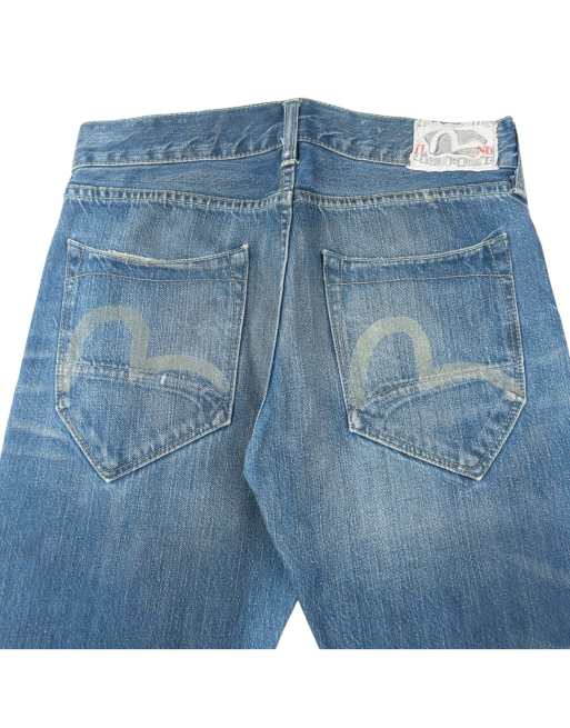 Vintage Puma X Evisu Double Gull Japanese Denim Jeans Size W30 in Blue