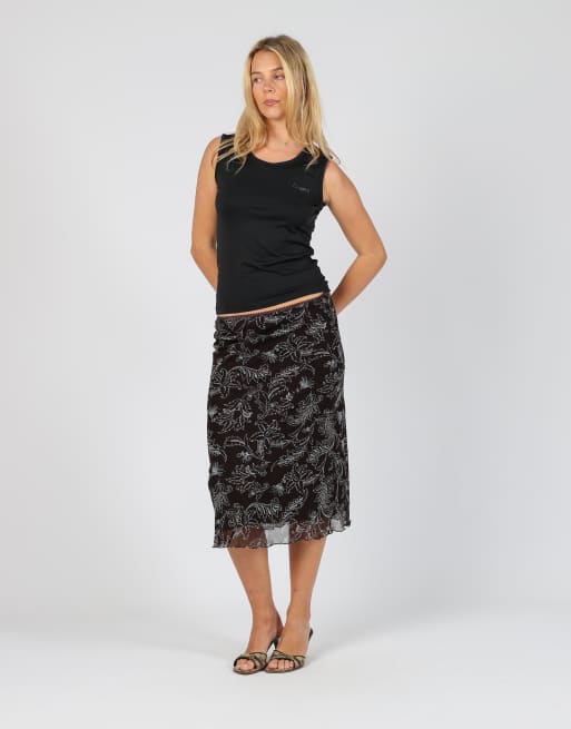 Vintage Pur System S woven midi skirt in brown